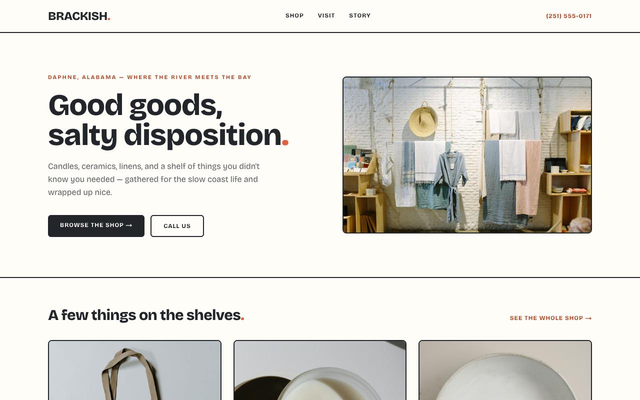 Brackish Goods website preview